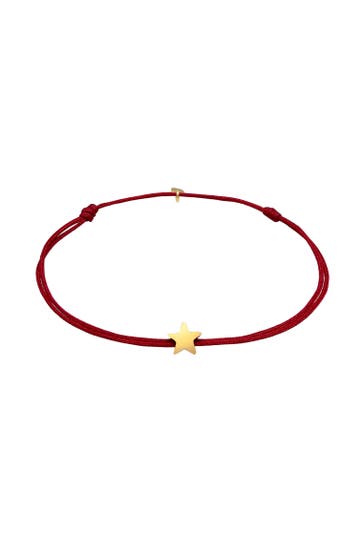 ELLI Armband Stern Astro Textilband 925 Silber Dunkelrot