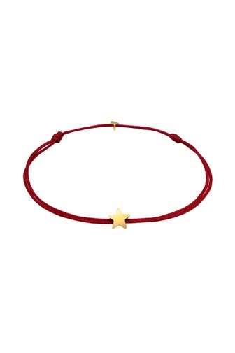 ELLI Armband Stern Astro Textilband 925 Silber Dunkelrot