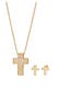 Schmuckset Kette Ohrstecker Kreuz Zirkonia Weiß 925 Sterling Silber Gold