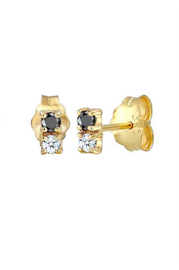 ELLI DIAMONDS Ohrringe Ohrstecker Bi-Color Schwarz Weiß Diamant (0.12 ct.) 375 Gold Gold