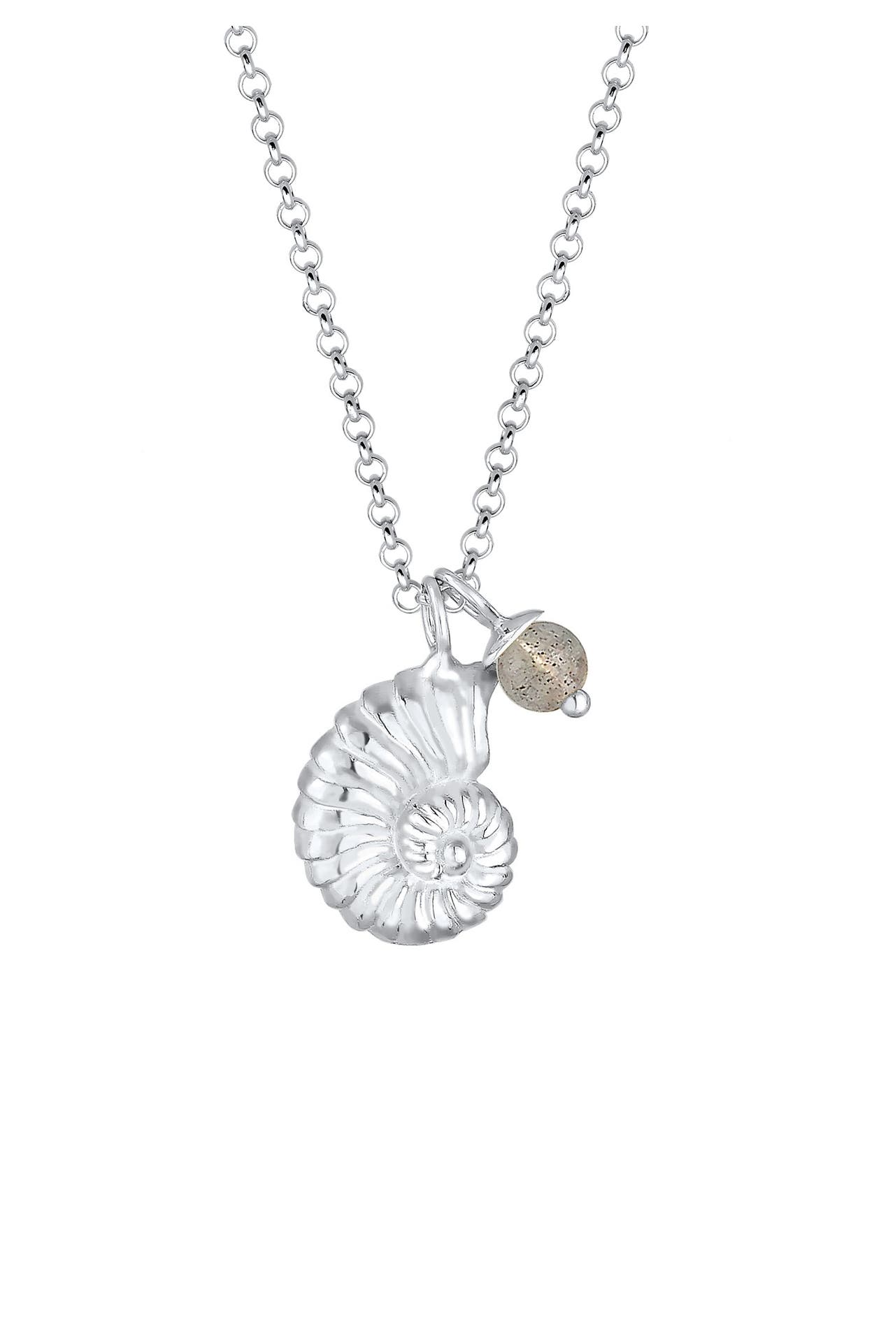ELLI Kette Muschel Labradorit Grau 925 Sterling Silber Silber, Bild 1