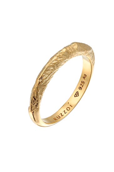 KUZZOI Ring Herren Bandring Schmal Used Vintage 925 Silber Gold