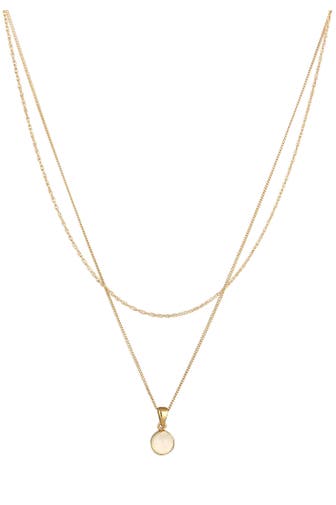 ELLI Kette Layer Solitär Mondstein Weiß 925 Sterling Silber Gold