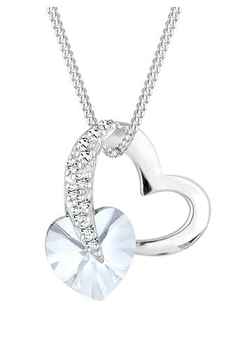 ELLI Kette Herz Anhänger 925 Silber, mit Kristallen von Swarovski® Weiß