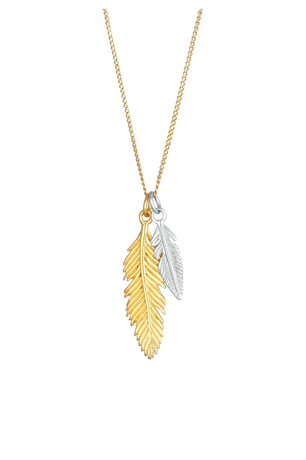 ELLI Kette Feder Bi-Color Boho 925 Silber Gold, Bild 1