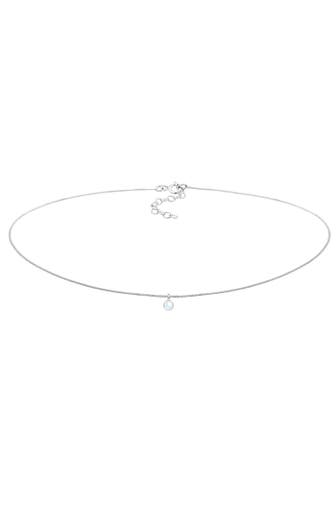 ELLI Kette Choker mit Anhänger Mondstein Rund 925 Silber Silber