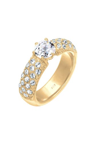 ELLI PREMIUM Ring Weiß 925 Sterling Silber, mit Kristallen von Swarovski® Gold