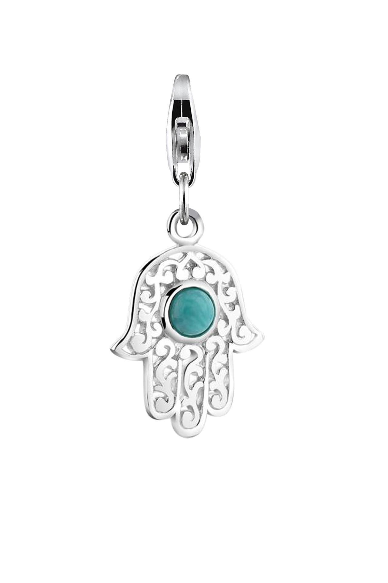 NENALINA Charm Hamsa Hand Fatima Türkis Edelstein 925 Silber, Bild 1