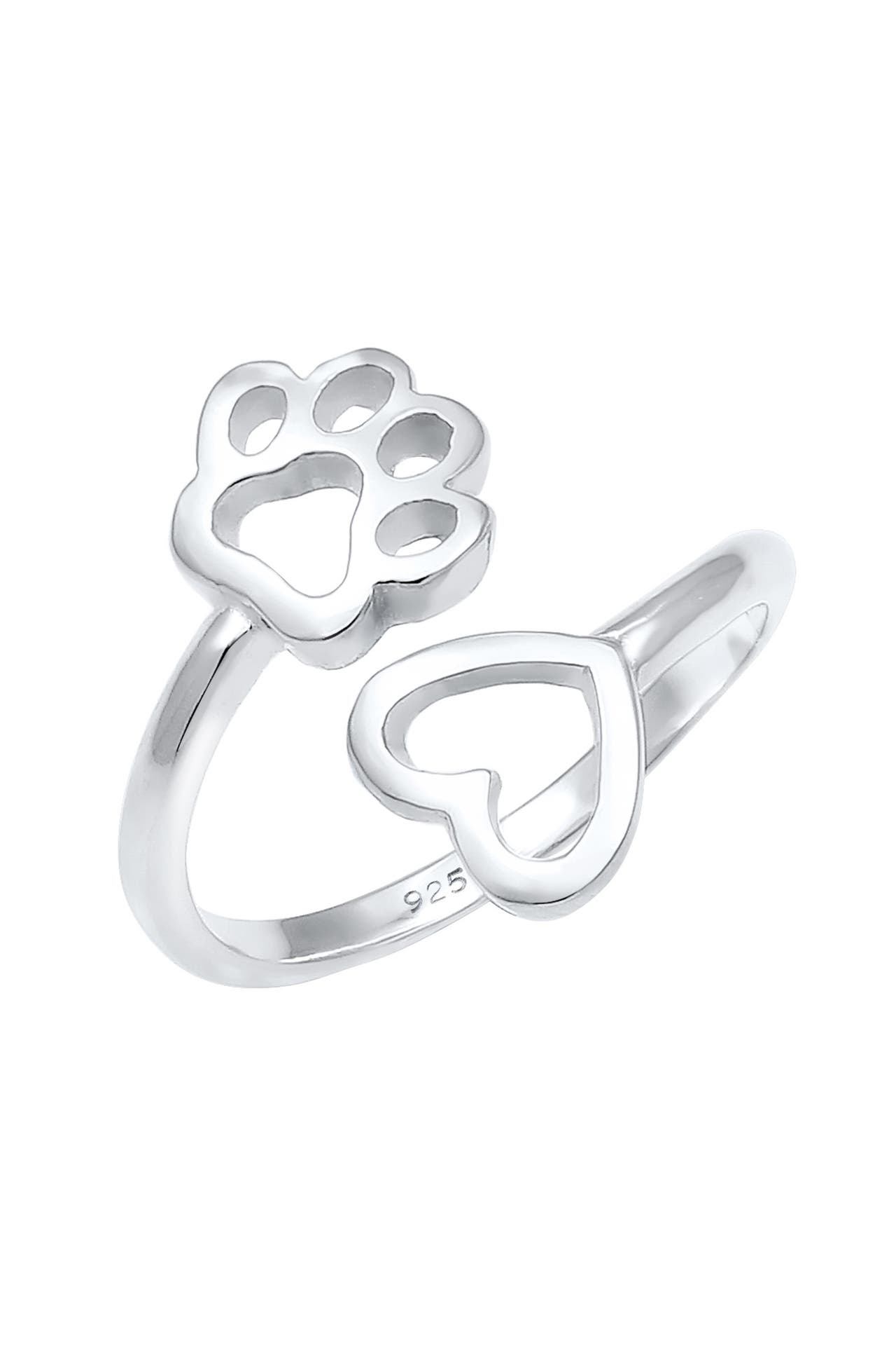 NENALINA Ring Herz Pfote Tierliebe Offen Verstellbar 925 Silber Silber, Bild 1