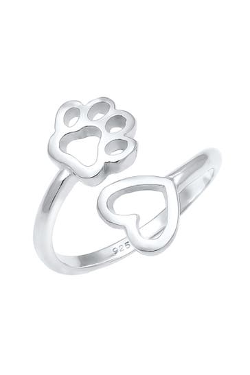 NENALINA Ring Herz Pfote Tierliebe Offen Verstellbar 925 Silber Silber