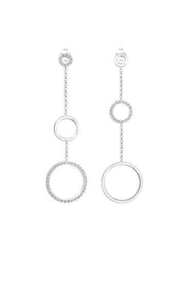 ELLI PREMIUM Ohrringe Ohrhänger lang Kreis Glas Kristalle Weiß 925 Sterling Silver Silber