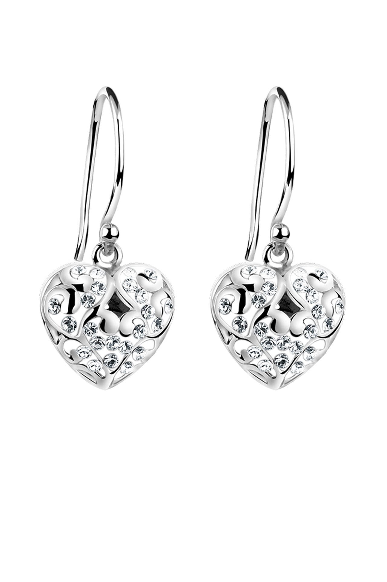 NENALINA Ohrringe Herz Ohrhänger 925 Silber, mit Kristallen von Swarovski® Silber, Bild 1
