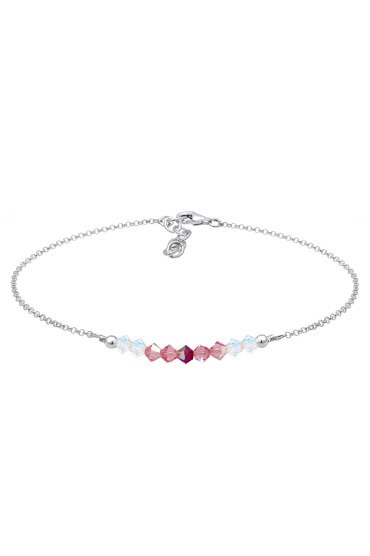 ELLI Fusskettchen Kugel Strand Meer Kristalle 925 Silber Rosa, Bild 1