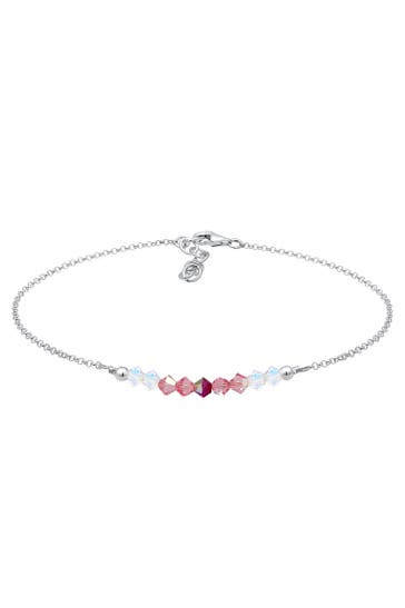 ELLI Fusskettchen Kugel Strand Meer Kristalle 925 Silber Rosa