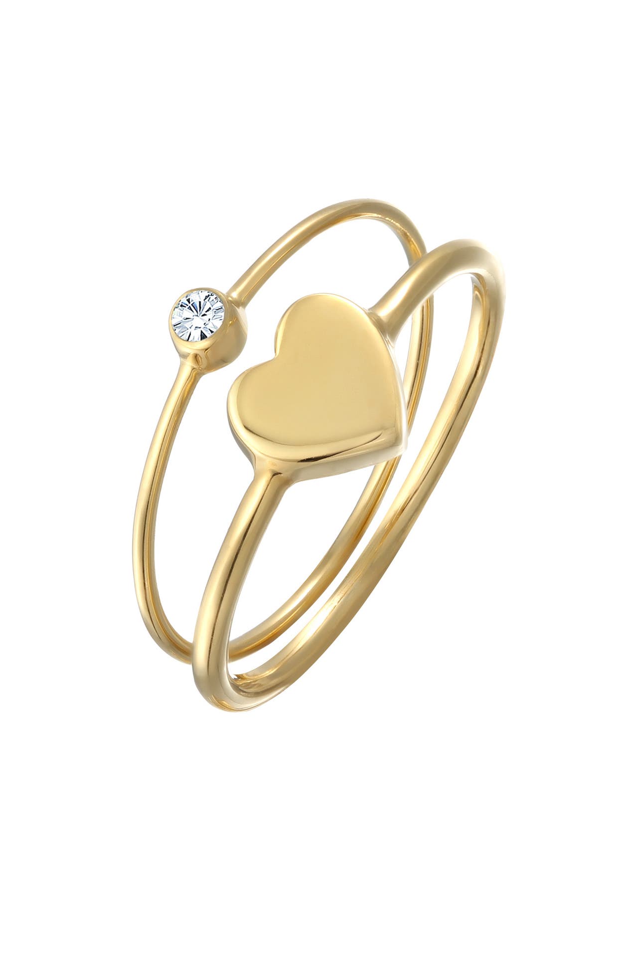 ELLI Ring Herz Solitär (2er Set) 925 Silber, mit Kristallen von Swarovski® Gold, Bild 1