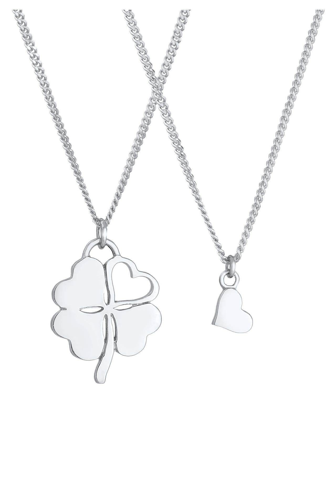 ELLI Kette Herz Kleeblatt Mutter Kind Set (2 tlg) 925 Silber Silber, Bild 1