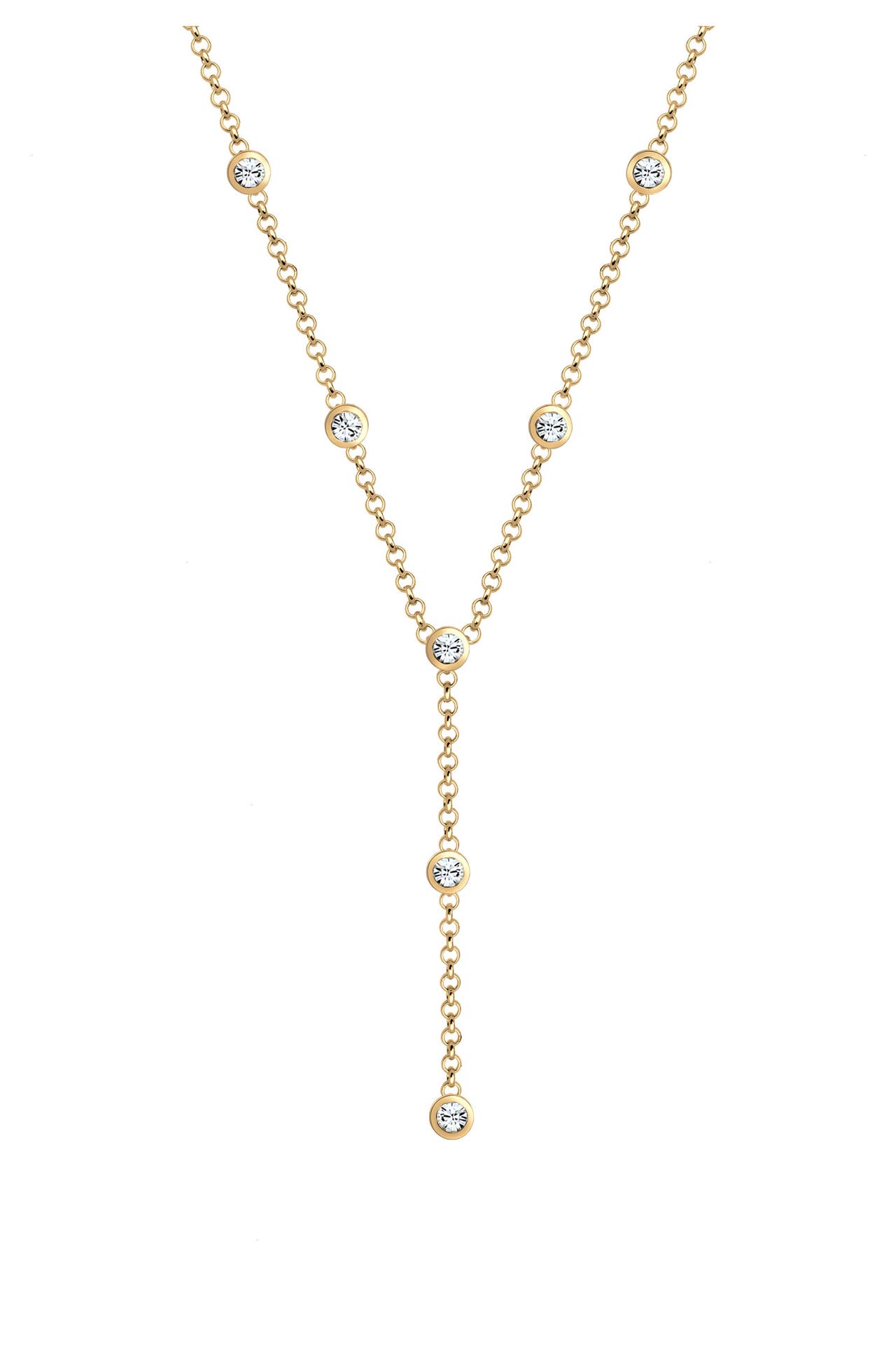 ELLI Kette Y-Kette 925 Silber, mit Kristallen von Swarovski® Gold, Bild 1