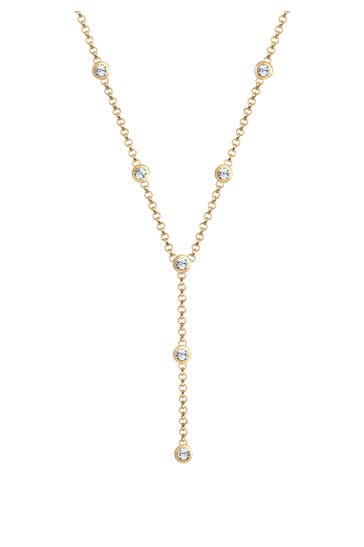 ELLI Kette Y-Kette 925 Silber, mit Kristallen von Swarovski® Gold