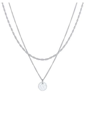 ELLI PREMIUM Kette Layer Kordel Panzerkette Plättchen 925er Silber Silber