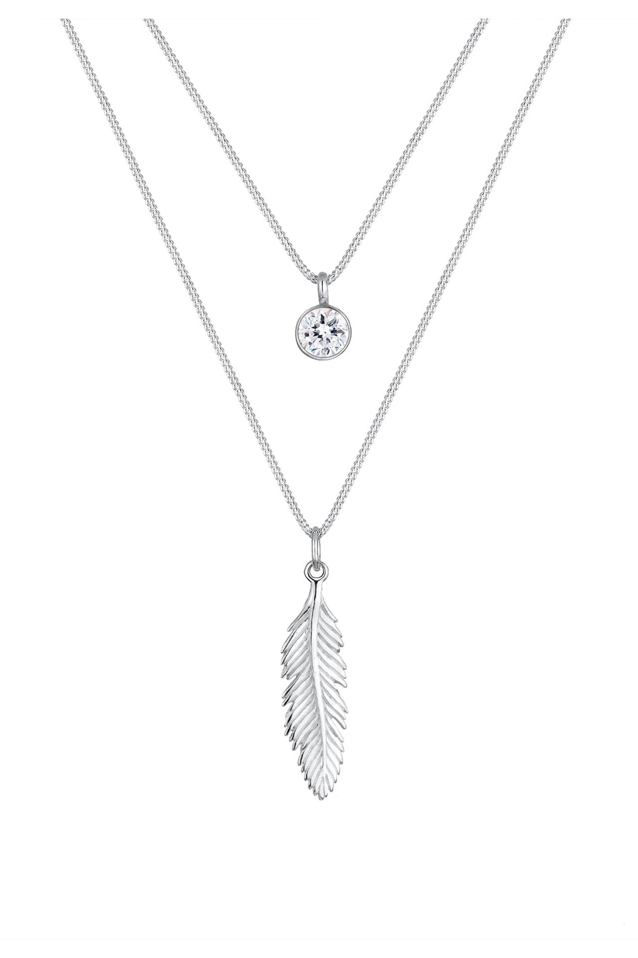 ELLI Kette Feder Boho 925 Silber, mit Kristallen von Swarovski® Silber, Bild 1