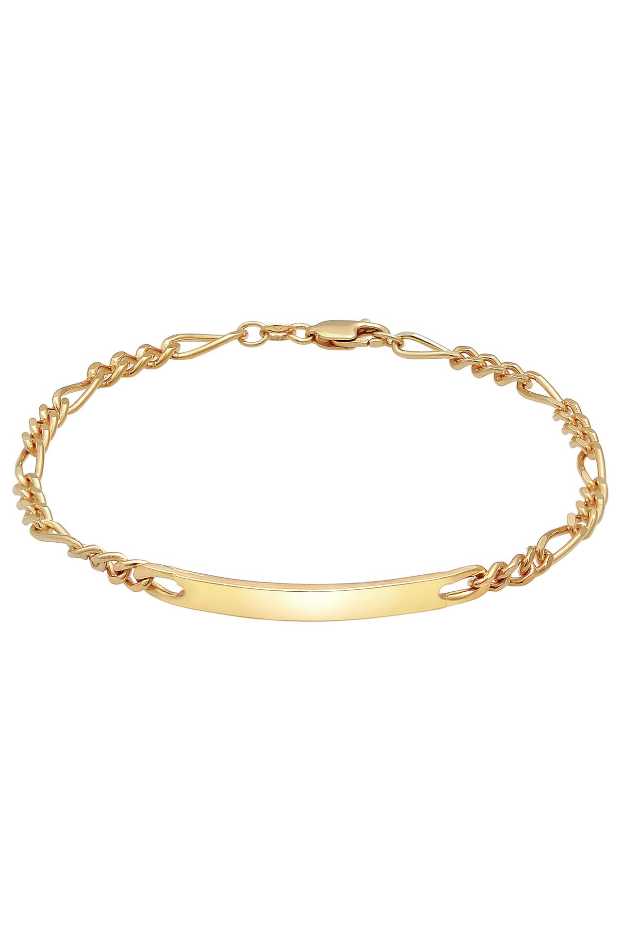 KUZZOI Armband ID Platte Figaro 925 Silber gold, Bild 1