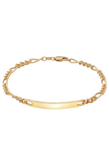 KUZZOI Armband ID Platte Figaro 925 Silber gold