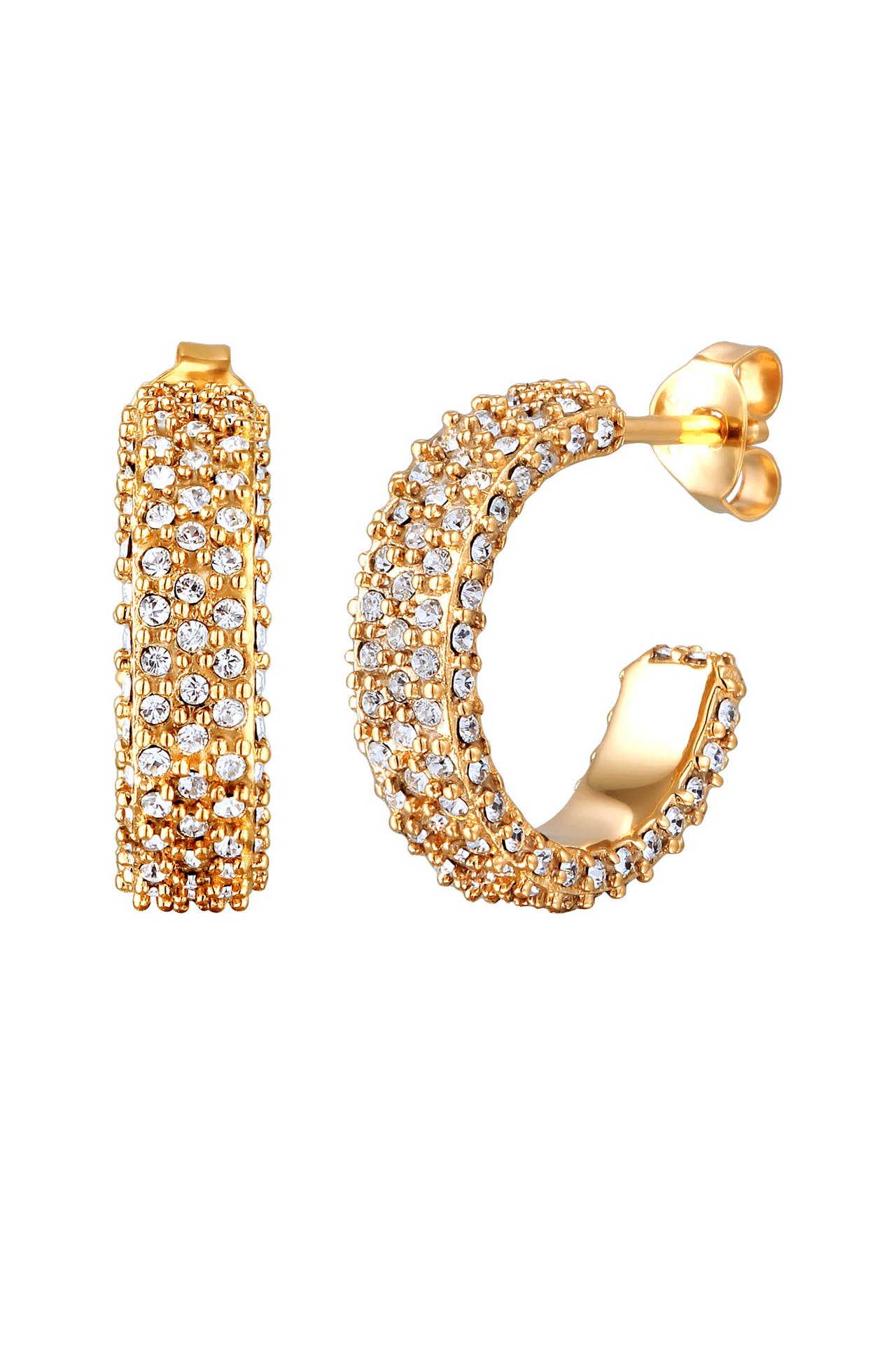 ELLI Ohrringe Ohrstecker Creolen Weiß 925 Sterling Silber, mit Kristallen von Swarovski® Gold, Bild 1