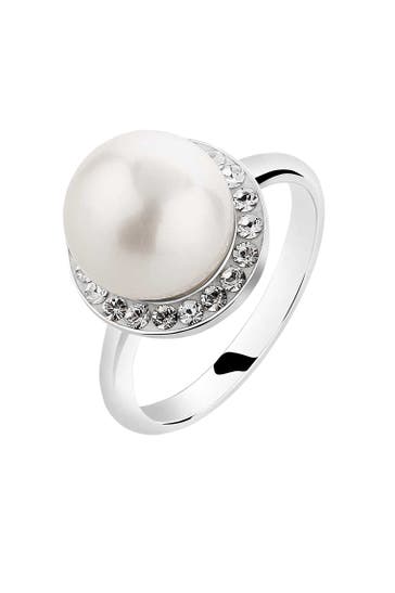 NENALINA Ring Muschelkern-Perle Kristalle 925 Silber Silber