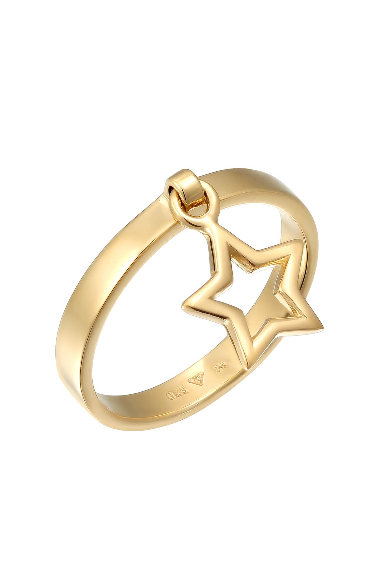 ELLI Ring Bandring Stapelring Stern Anhänger 925 Silber Gold, Bild 1