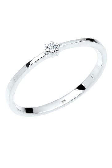 ELLI DIAMONDS Ring Diamant Weiß Brillantschliff (0.015 ct) 925 Sterling Silber Weiß
