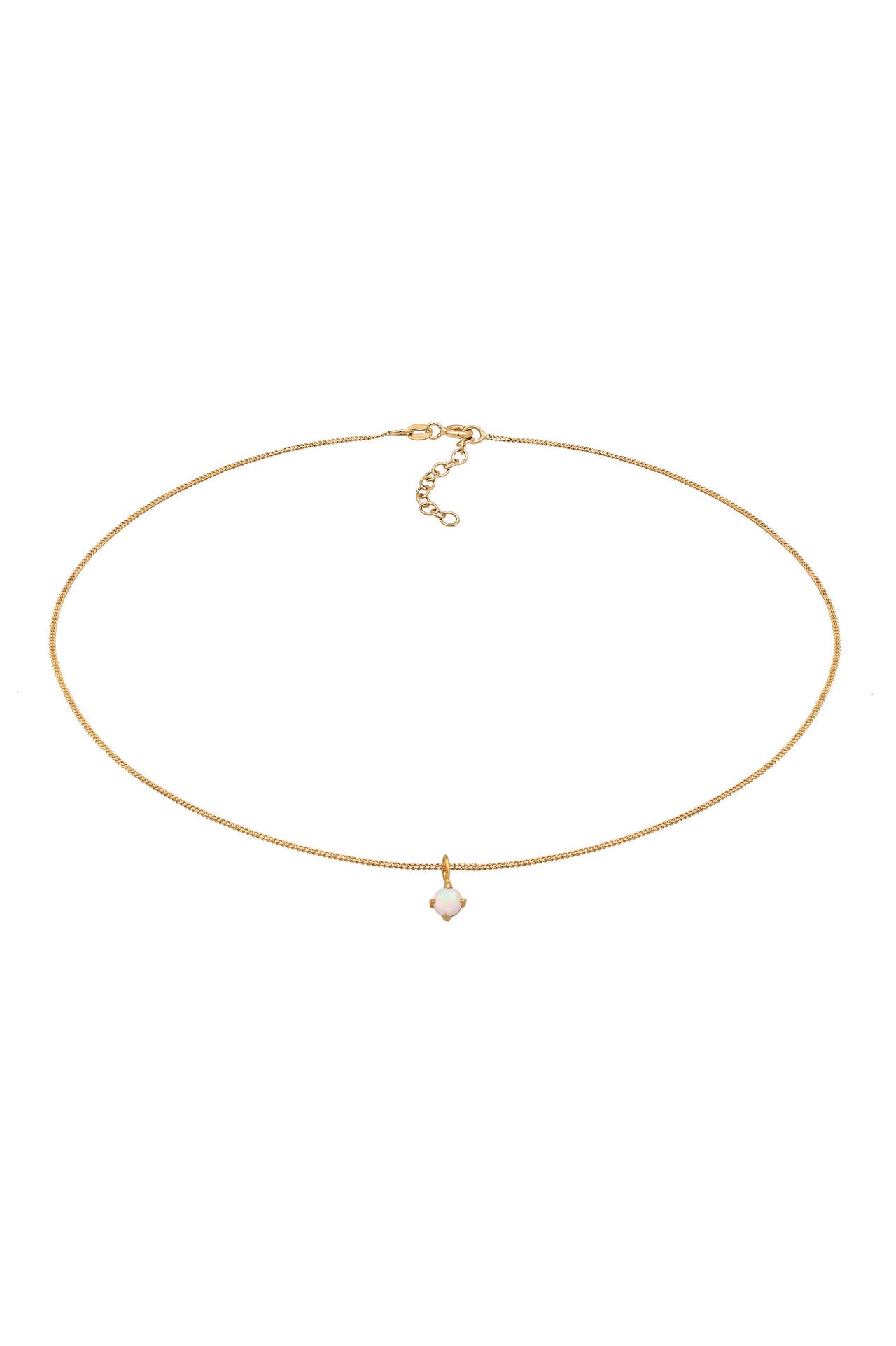 ELLI Kette Choker Solitär synthetische Opal Klassik 925 Silber Gold, Bild 1