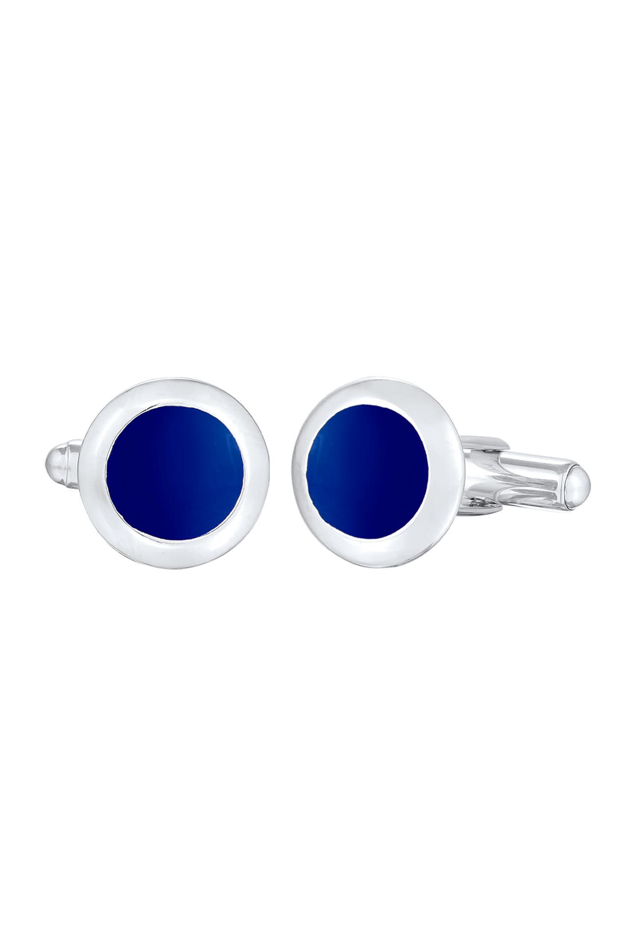 KUZZOI Manschettenknöpfe Basic Rund Klassik Geo Emaille Blau 925 Silber Silber, Bild 1