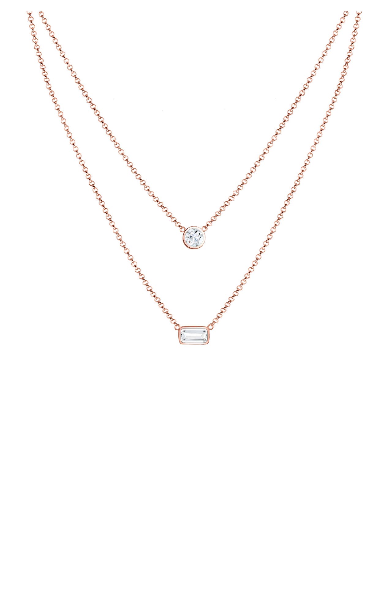 ELLI PREMIUM Kette Layer mit Topas Edelstein 925 Sterling Silber Rosegold, Bild 1