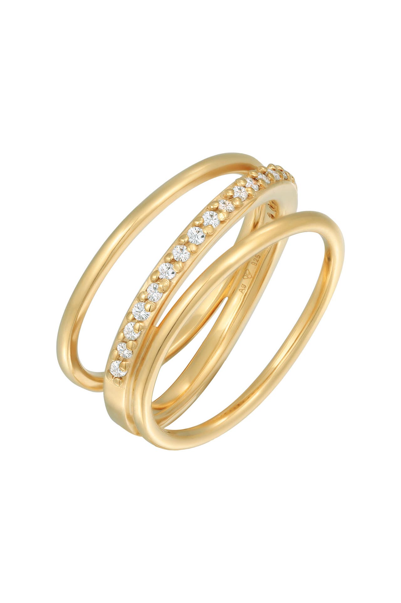 ELLI Ring Wickelring Zirkonia 925 Silber Gold, Bild 1