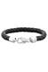 Armband Herren Echtleder Geflochten Karabiner 925 Silber Silber