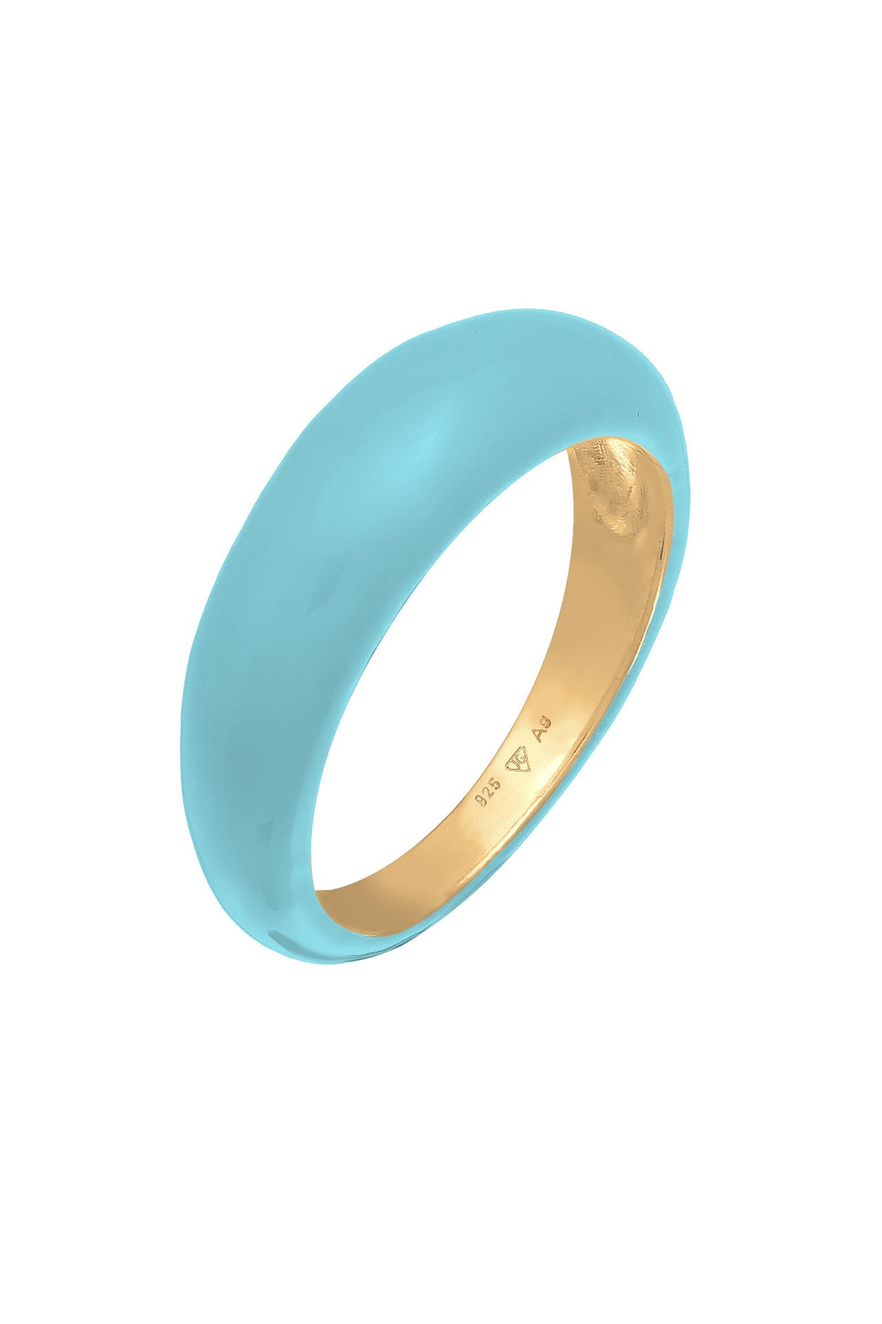 ELLI Ring Bandring Stapelring Emaille 925er Silber vergoldet Hellblau, Bild 1