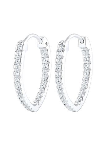 ELLI Ohrringe Creolen Oval Zirkonia Weiß 925 Sterling Silber Silber