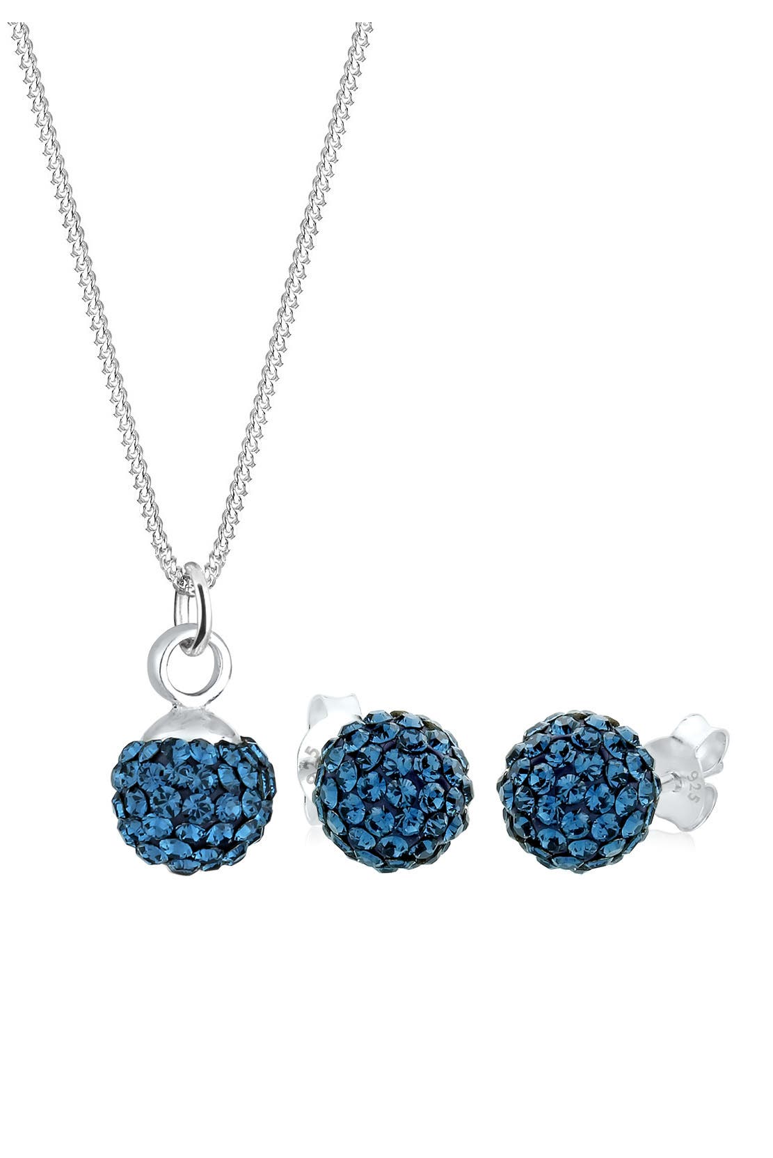 ELLI Schmuckset Kugel 925 Sterling Silber, mit Kristallen von Swarovski® Blau, Bild 1