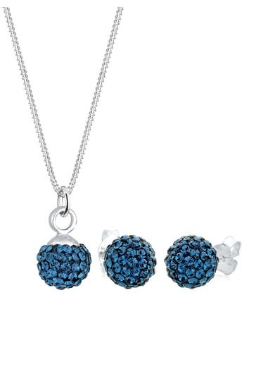 ELLI Schmuckset Kugel 925 Sterling Silber, mit Kristallen von Swarovski® Blau