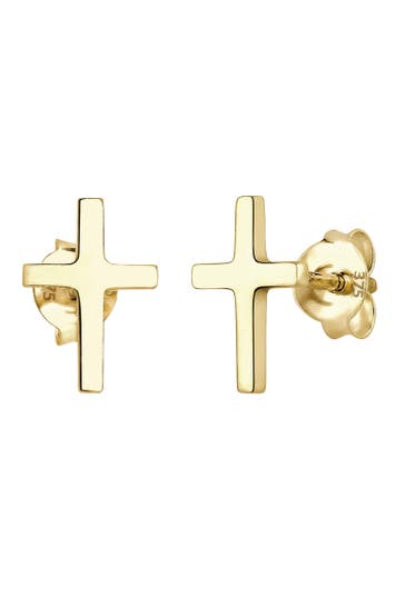 ELLI PREMIUM Ohrringe Stecker Kreuz Taufe Kommunion Basic 375 Gelbgold Gold