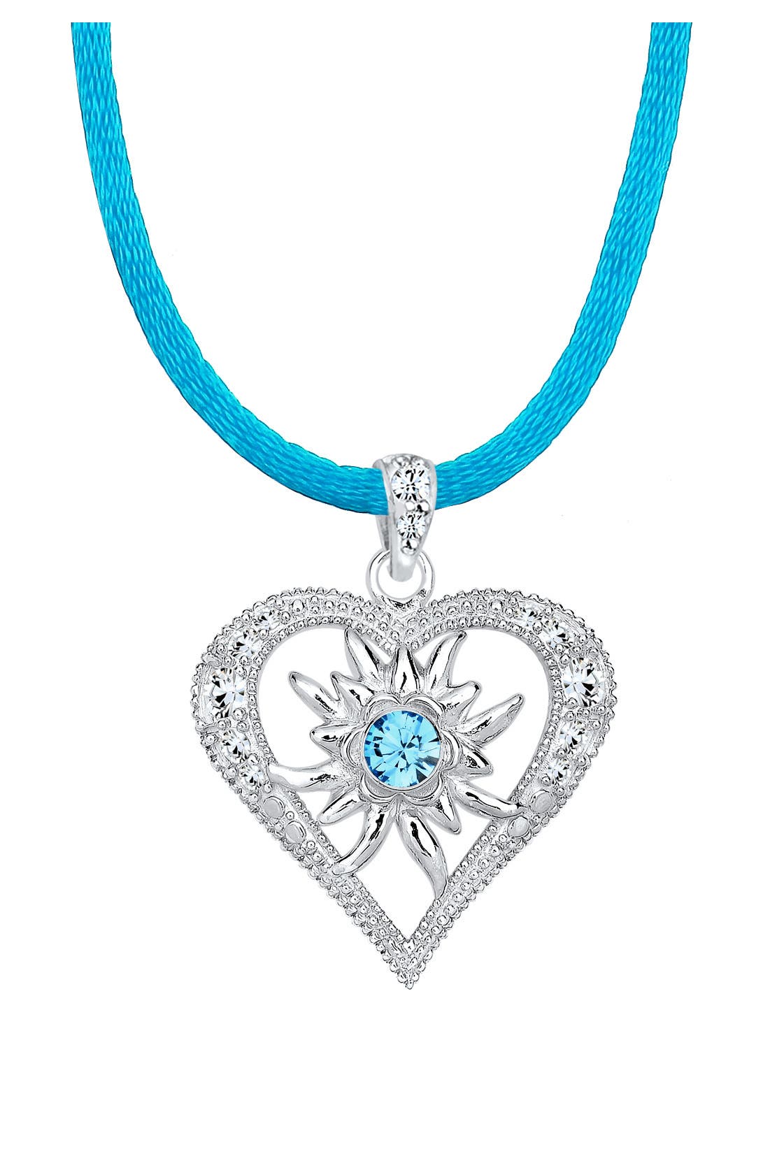 ELLI Kette Herz Edelweiss Kristalle 925 Silber Hellblau, Bild 1
