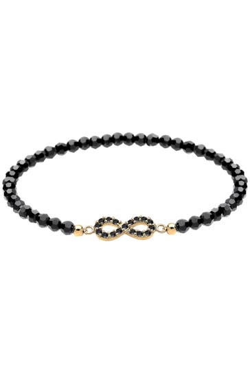 ELLI Armband Infinity Glas Kristalle Schwarz 925 Sterling Silber vergoldet Schwarz