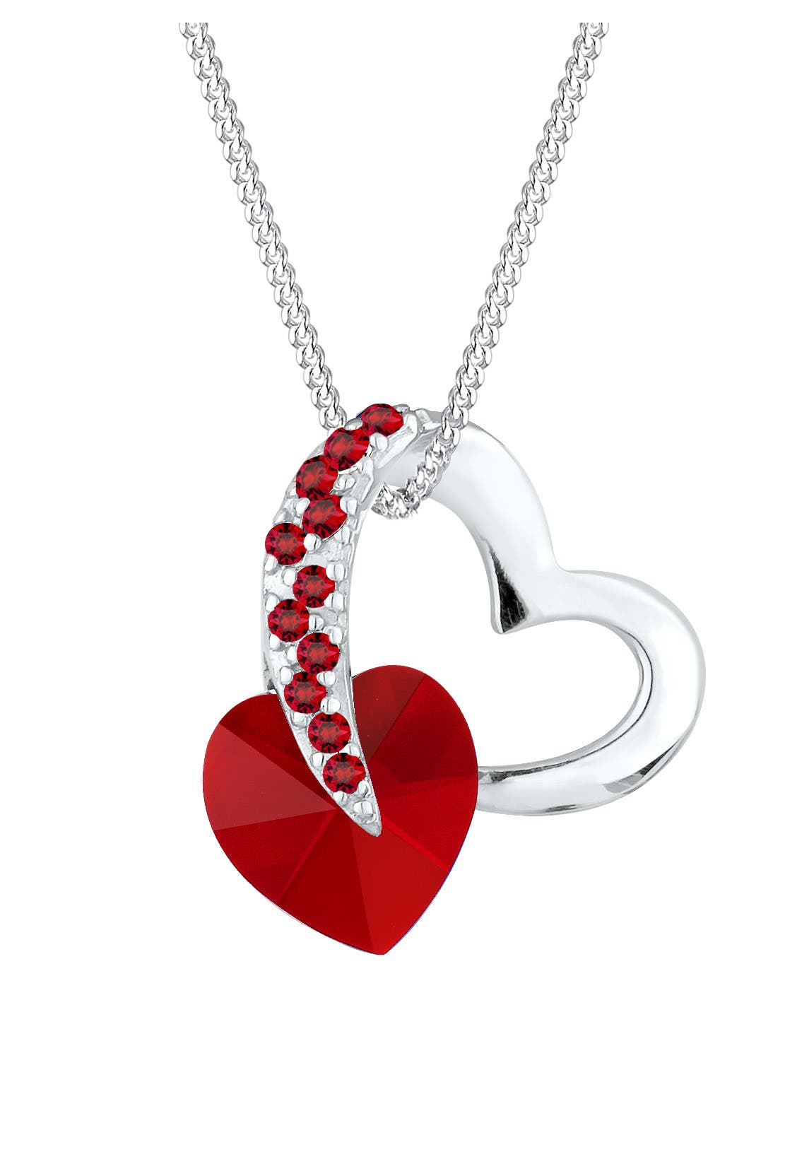 ELLI Kette Herz Anhänger 925 Silber, mit Kristallen von Swarovski® Dunkelrot, Bild 1
