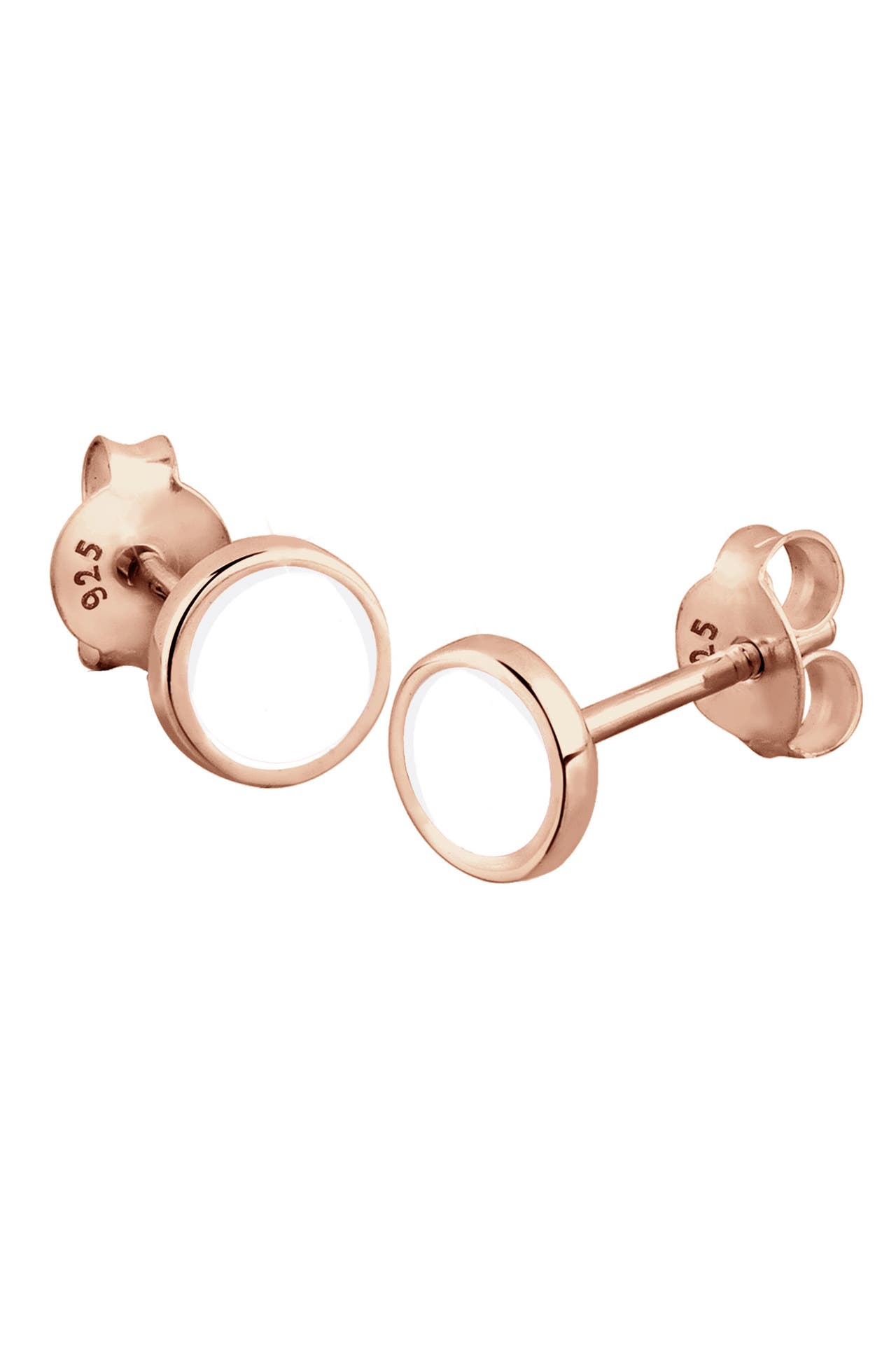 ELLI Ohrringe Kreis Geo Rund Basic Emaille 925 Silber Rosegold, Bild 1