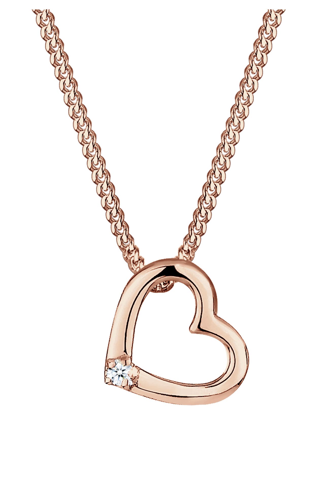 ELLI DIAMONDS Kette Herz Diamant Weiß Brillantschliff (0.015 ct) 925 Sterling Silber Rosegold, Bild 1