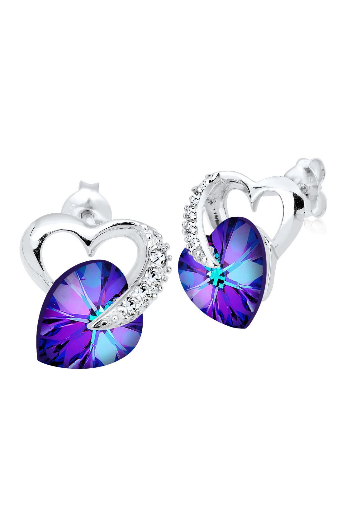 ELLI Ohrringe Herz Liebe 925 Silber, mit Kristallen von Swarovski® Violett, Bild 1