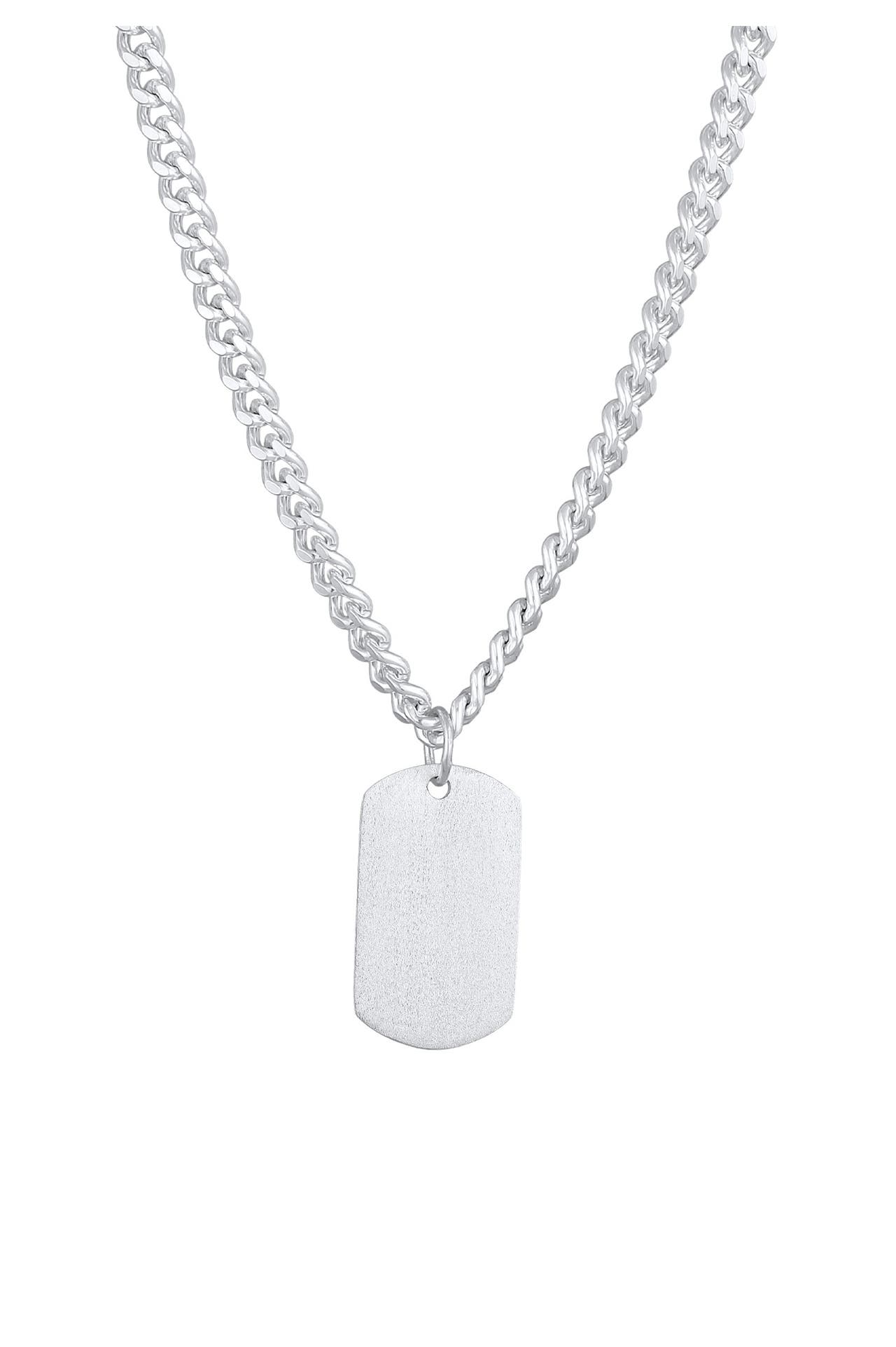 KUZZOI Kette Panzerkette Anhänger Platte 925 Silber Silber, Bild 1
