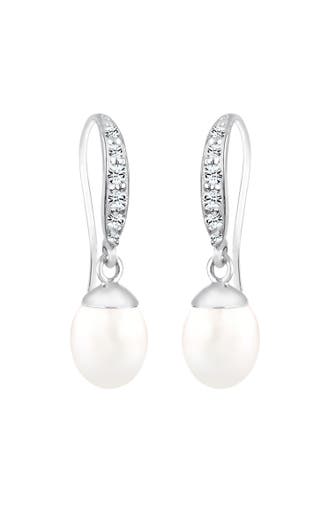 ELLI Ohrringe Süßwasserzuchtperlen Kristalle Weiß 925 Sterling Silber Weiß