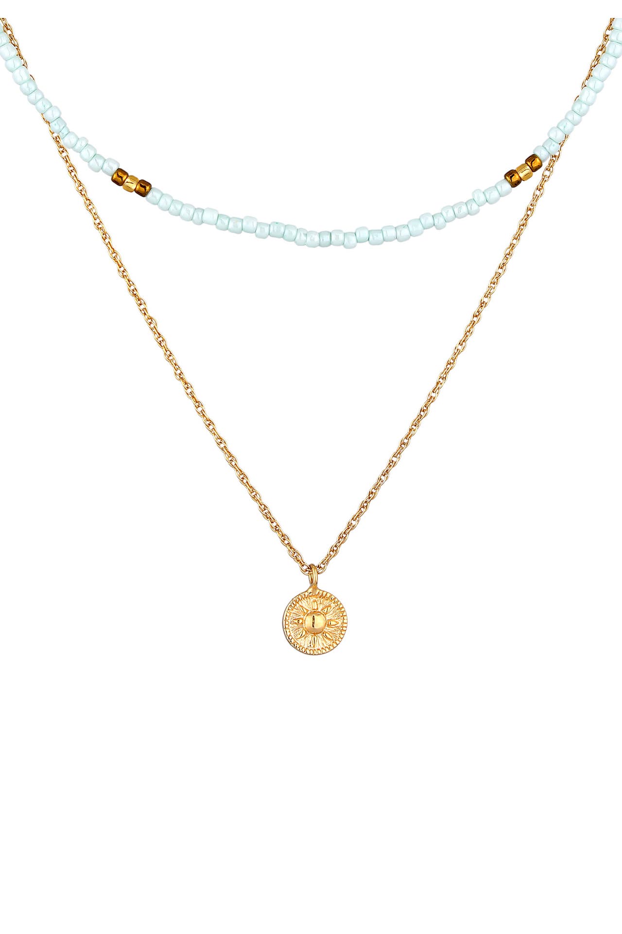 ELLI Kette Choker Layer Beads Pastell Sonne 925 Silber Hellgrün, Bild 1
