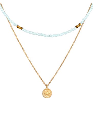 ELLI Kette Choker Layer Beads Pastell Sonne 925 Silber Hellgrün